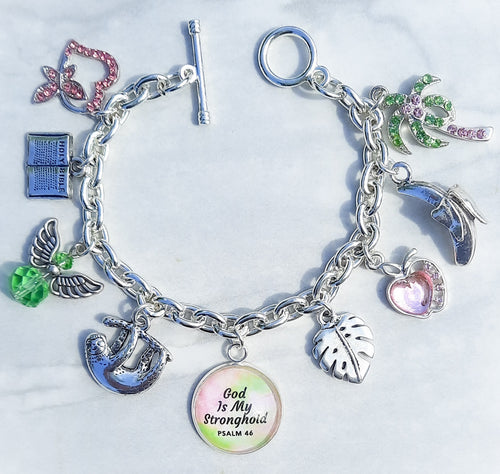 God Is My Stronghold / Psalm 46 / Sloth Charm Bracelet