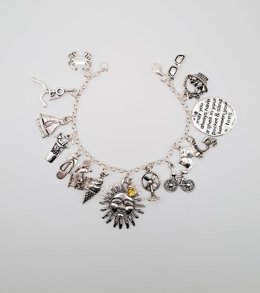 For the Love of Summer / Sterling silver 925 charm bracelet