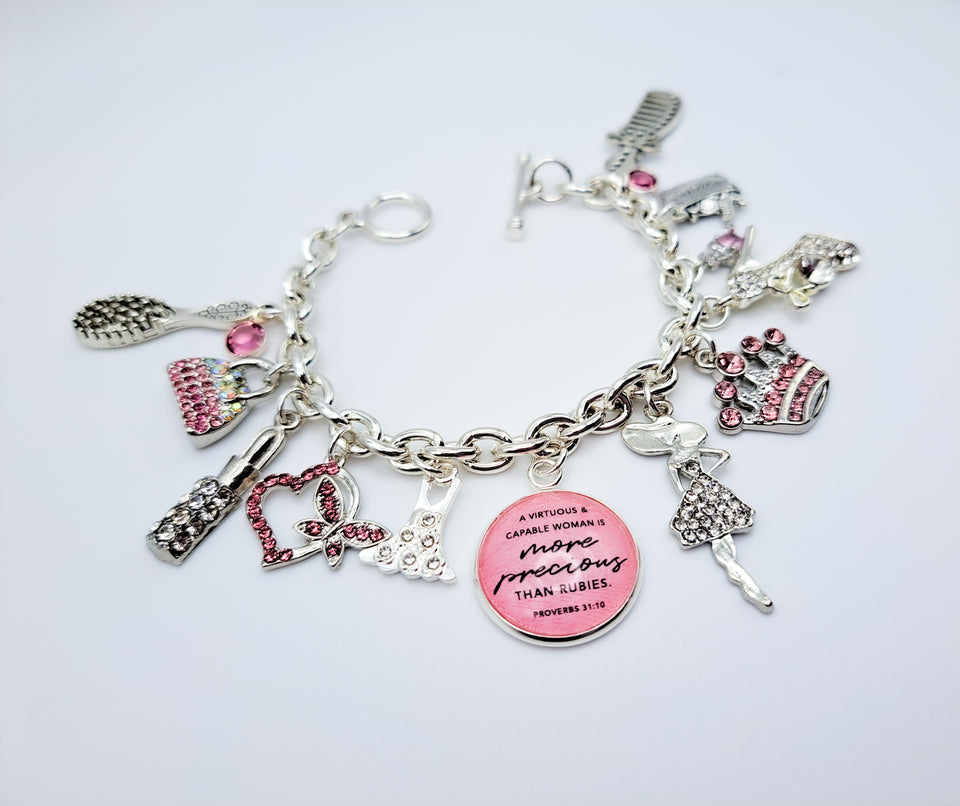 Proverbs 31 Stainless Steel Charm Bracelet / Woman Appreciation Gift / Encouraging Gift