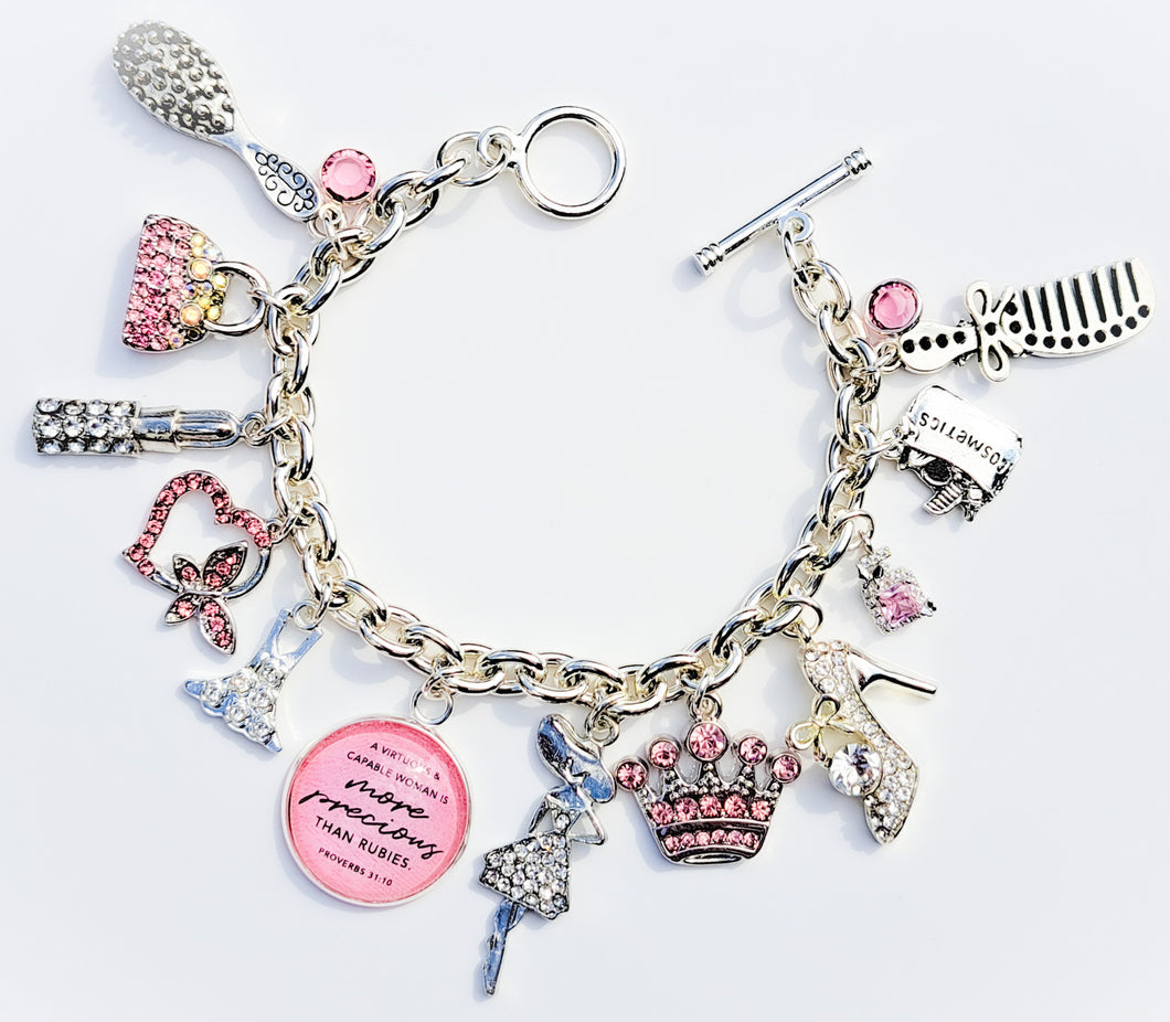 Proverbs 31 Stainless Steel Charm Bracelet / Woman Appreciation