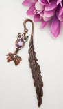 Antique Copper Owl Purple Crystal Bookmark