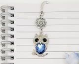 Blue Crystal Owl Mandela Charm Bookmark