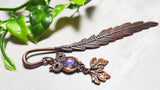 Antique Copper Owl Purple Crystal Bookmark