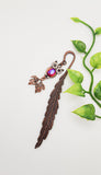 Antique Copper Owl Bookmark Red Crystal