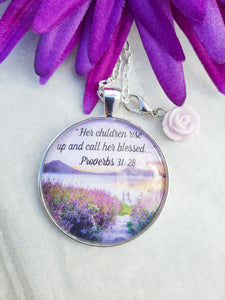 How Blessed She is / Bible verse necklace / Proverbs 31:28 /