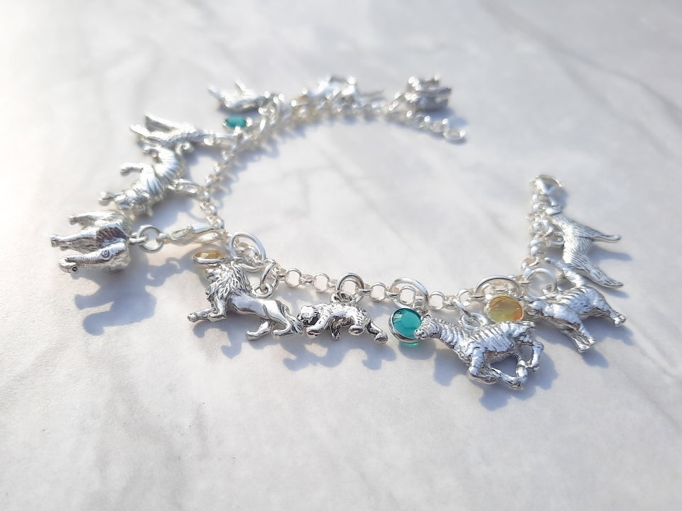 Sterling Silver Light Rolo Chain Charm Bracelet | Jewellerybox.co.uk