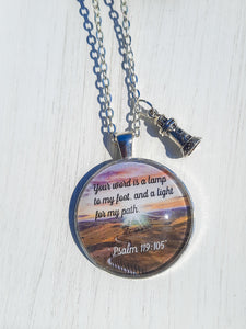 Your word is a lamp to my feet and a light to my path, Psalm 119 105, Christian Gift, Baptism Gift, LIGHTHOUSE Charm