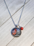 I am not alone for the Father is with me / John 16:32 / Bible verse necklace / Silver chain necklace / Red Swarovski pearl crystal charm