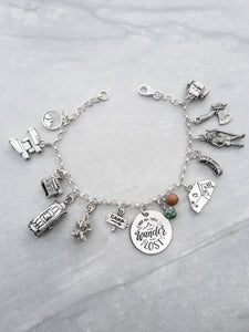 Camping Bracelet / The Great Outdoors / Not All those who Wander are Lost charm / Sterling silver chain