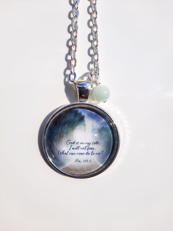 God Is On My Side.../ Psalm 118:6 / Bible Scripture Necklace