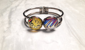 For The Love of Music / Music Lover's Cuff Bracelet / Music Note Charms / Piano Charm / Gift For Music Lover's