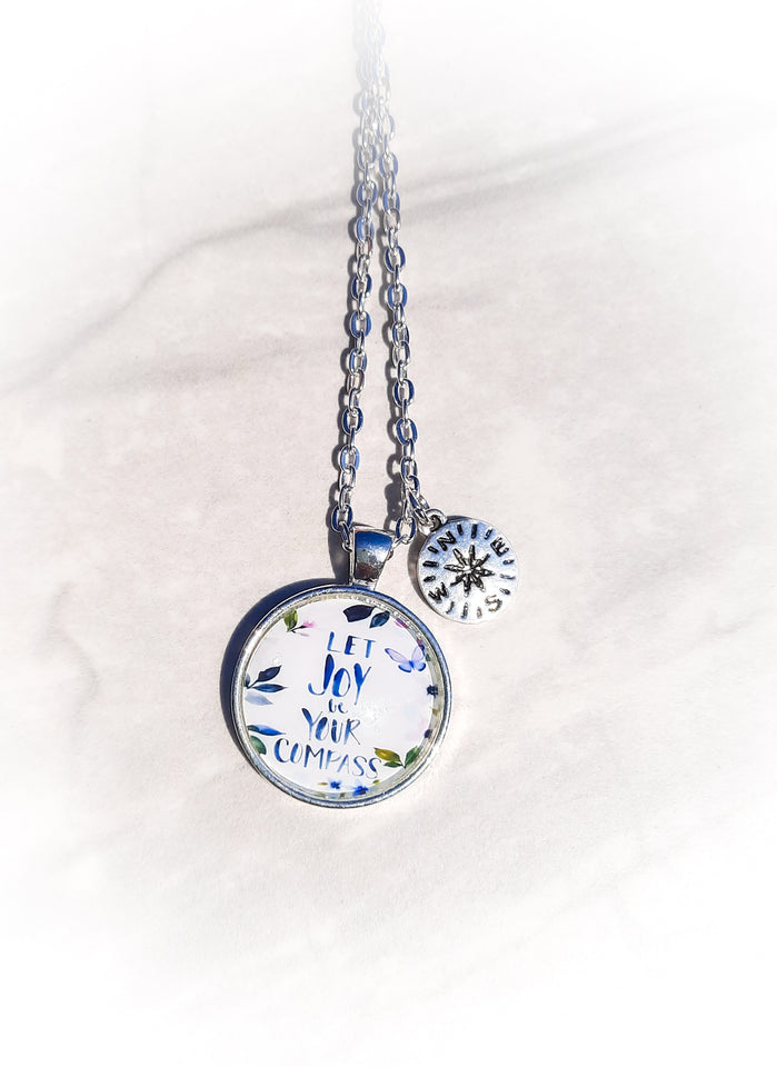 Let Joy Be Your Compass / Inspirational Necklace / Compass Charm