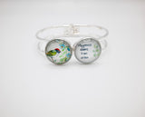 Happiness Blooms From Within / Silver Front Open Cuff Bracelet / Bird Lovers