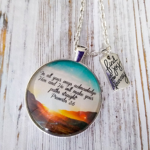 Keep Your Focus on Him / Proverbs 3:6 / Bible verse necklace